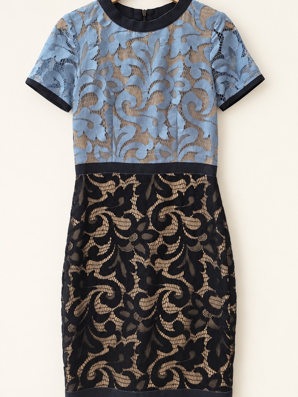 Sea New York Blue Black Floral Lace Shift Dress Size 4*